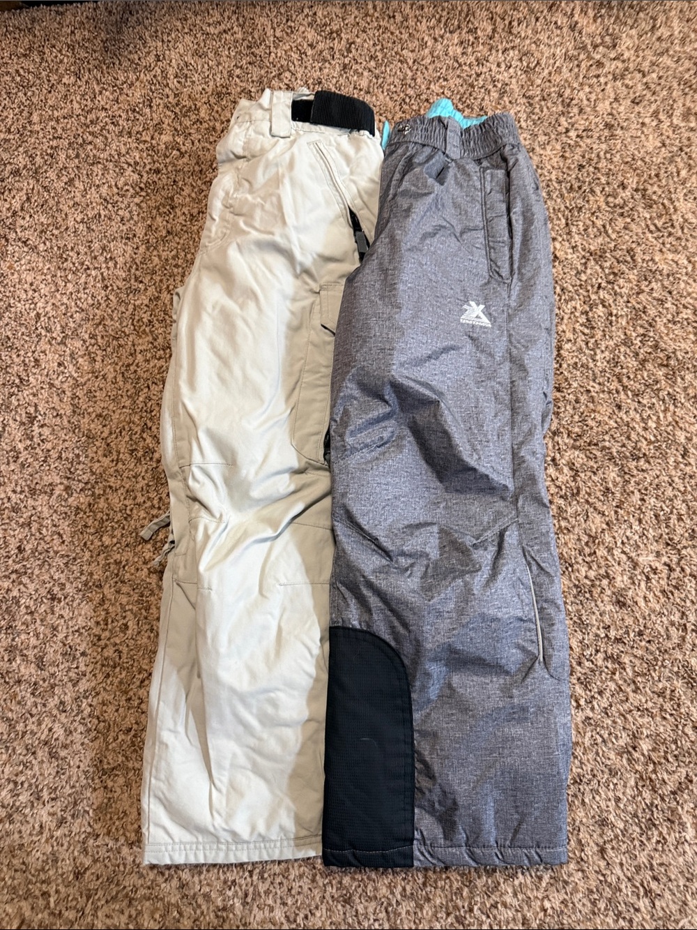Kids Snow Pants in Gray and Cream